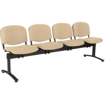CL - 24, čalouněná lavice do čekárny, 4-sedák, koženka AN - 096 béžová, kostra černá