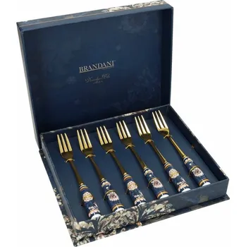 Příbor Sada vidliček DANUBIO BLUE GOLD 6ks Brandani (barva - modrá, ocel, keramika)