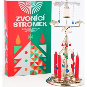 Vánoční svícen Zvonící stromek stříbrný - Andělské zvonění