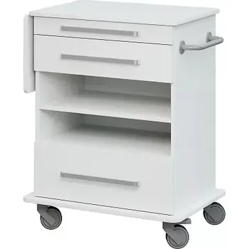 DEXTER 07 vozík asistenční, korpus a desky bílá / zásuvky, police bílá