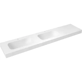 Umyvadlo Sapho EMICO dvojumyvadlo, Rockstone, 230x50cm, límec L, levé, bílá mat, EM230-B2L-L