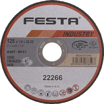 Řezný kotouč 125x1x22.2mm řezný na kov FESTA INDUSTRY kotouč 22266