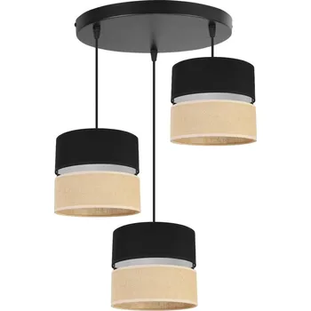 Závěsné svítidlo Juta, 3x jutové/černé textilní stínítko, o, b