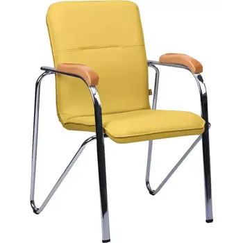 LAURA židle, koženka žlutá, područky buk