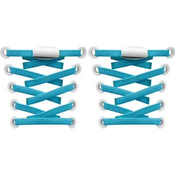 Tkaničky do bot Elastické tkaničky do bot široké - Typ E - zacvakávací, dvojitá koncovka, jeden pár - Nebesky modré, 100 cm