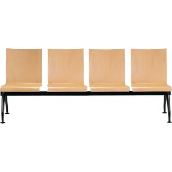 MONTE 4, dřevěná lavice do čekárny, 4-sedák, přírodní buk, kostra černá