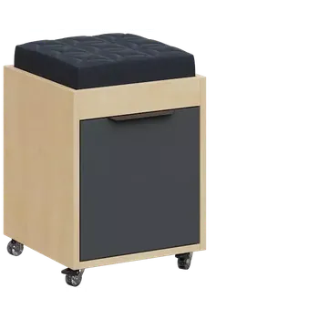 Zásuvkový kontejner AERO 51 kontejner pojízdný s černým polštářkem, 1-zásuvkový, zámek, antracit/bříza světlá