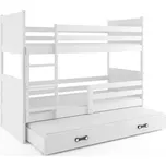 BMS GROUP Dětská patrová postel Rico - 3 osoby, 80x160 s výsuvnou přistýlkou s matrací – Bílá, Bílá,Bílá