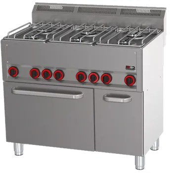 Sporák Sporák kombinovaný s horkovzdušnou elektrickou troubou GN 1/1 - 6x hořák | REDFOX - SPT 90 GL