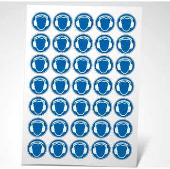 Příkaz používej chrániče sluchu Samolepka 40 x 40 mm tl. 0.1 mm - arch 35 ks - Kód: 02696
