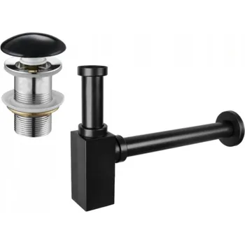 Sifon MEXEN/S - Umyvadlový sifon s výpustí click-clack s keramickou zátkou bez přepadu, černá 7991060-75