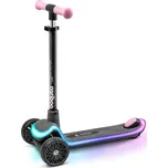 Movino Dětská tříkolová koloběžka Cariboo LEDstar, růžová