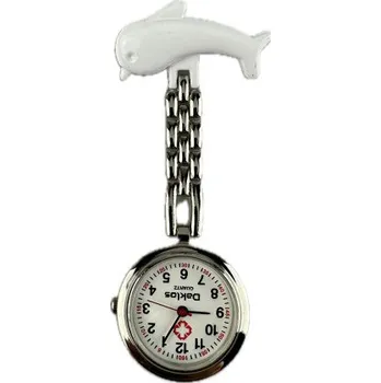 Hodinky Kovové připínací kapesní hodinky s delfínem nejen pro zdravotní sestru - Bílá
