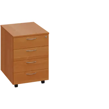 Zásuvkový kontejner EKZ 2 - 01 kontejner pojízdný, 4-zásuvkový, deska 25 mm, zámek na 1. zásuvce, olše jantar