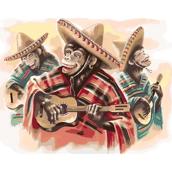 ZUTY Malování podle čísel - MEXICKÉ TRIO OPIC HRAJÍCÍ NA KYTARU Rozměr: 40x50 cm, Rámování: bez rámu a bez vypnutí plátna