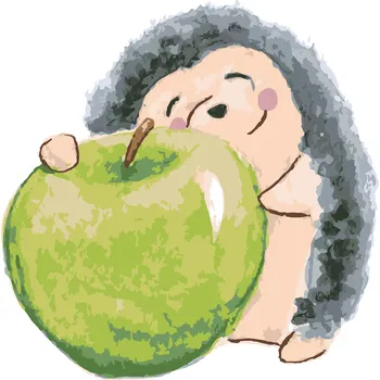 ZUTY Malování podle čísel - JEŽEK S JABLÍČKEM Rozměr: 40x50 cm, Rámování: bez rámu a bez vypnutí plátna