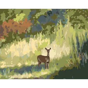 ZUTY Malování podle čísel - SRNA V TRÁVĚ (D. RUSTY RUST) Rozměr: 40x50 cm, Rámování: bez rámu a bez vypnutí plátna