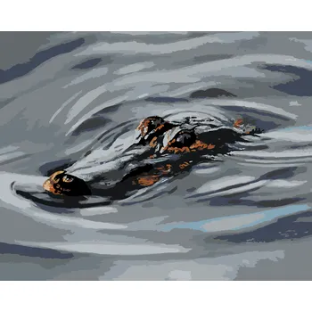 ZUTY Malování podle čísel - ALIGÁTOR HLAVA VE VODĚ III (D. RUSTY RUST) Rozměr: 40x50 cm, Rámování: bez rámu a bez vypnutí plátna