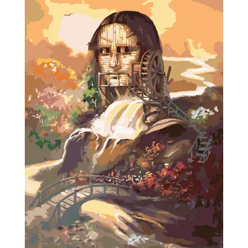 ZUTY Malování podle čísel - MONA LISA A VODNÍ MLÝN (D. RUSTY RUST) Rozměr: 40x50 cm, Rámování: bez rámu a bez vypnutí plátna