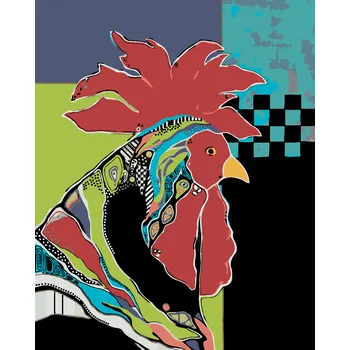 ZUTY Malování podle čísel - DOSPĚLÝ KOHOUT (JONNA JAMES) Rozměr: 40x50 cm, Rámování: bez rámu a bez vypnutí plátna