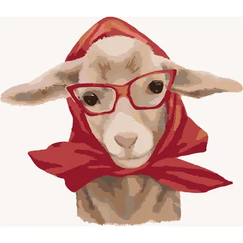 ZUTY Malování podle čísel - KOZA S ČERVENÝM ŠÁTKEM (MYROSLAVA VOLOSCHUK) Rozměr: 40x50 cm, Rámování: bez rámu a bez vypnutí plátna