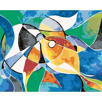ZUTY Malování podle čísel - ABSTRAKTNÍ KRUHOVÁ RYBA Rozměr: 40x50 cm, Rámování: bez rámu a bez vypnutí plátna
