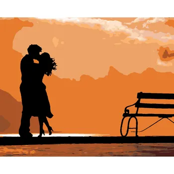 ZUTY Malování podle čísel - POLIBEK PŘI ZÁPADU SLUNCE Rozměr: 40x50 cm, Rámování: bez rámu a bez vypnutí plátna