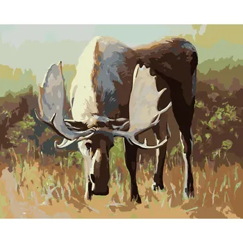 ZUTY Malování podle čísel - OSAMĚLÝ LOS NA PASTVINĚ (D. RUSTY RUST) Rozměr: 40x50 cm, Rámování: vypnuté plátno na rám