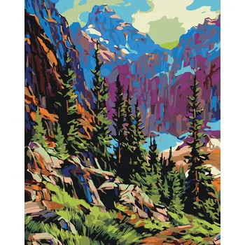 ZUTY Malování podle čísel - BAREVNÉ HORY Rozměr: 40x50 cm, Rámování: bez rámu a bez vypnutí plátna