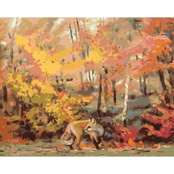 ZUTY Malování podle čísel - LIŠKA V LESE (D. RUSTY RUST) Rozměr: 40x50 cm, Rámování: bez rámu a bez vypnutí plátna
