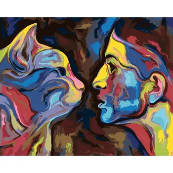 ZUTY Malování podle čísel - ABSTRAKCE ŽENY A KOČKY Rozměr: 40x50 cm, Rámování: bez rámu a bez vypnutí plátna