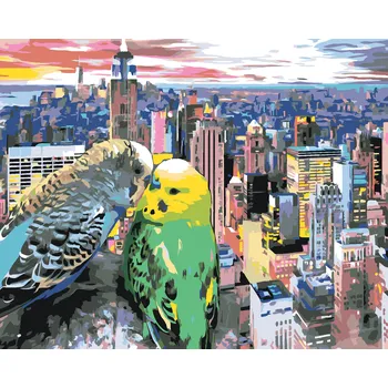 ZUTY Malování podle čísel - DVĚ ZAMILOVANÉ ANDULKY V NEW YORKU Rozměr: 40x50 cm, Rámování: bez rámu a bez vypnutí plátna