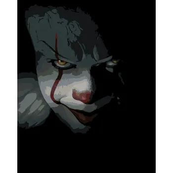 Hračka ZUTY Malování podle čísel - DĚSIVÝ POHLED PENNYWISE (TO) Rozměr: 40x50 cm, Rámování: bez rámu a bez vypnutí plátna