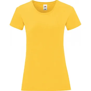 Dámské tričko Fruit of the Loom Lehké vypasované dámské bavlněné tričko Iconic 150 g/m Barva: Žlutá slunečnicová, Velikost: XS F131