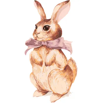 ZUTY Malování podle čísel - KRÁLÍK S RŮŽOVOU MAŠLIČKOU Rozměr: 40x50 cm, Rámování: bez rámu a bez vypnutí plátna