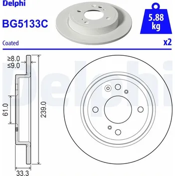 Brzdový kotouč Brzdový kotouč DELPHI BG5133C