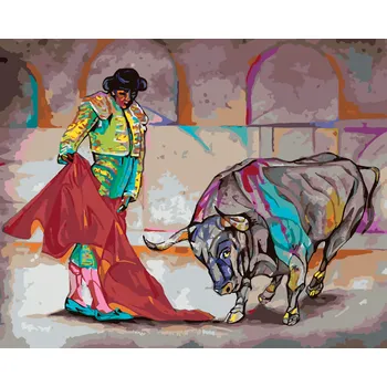 ZUTY Malování podle čísel - BÝK A KORIDA Rozměr: 40x50 cm, Rámování: bez rámu a bez vypnutí plátna