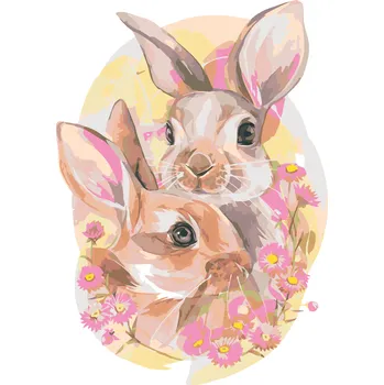 ZUTY Malování podle čísel - ZAMILOVANÝ PÁR KRÁLÍKŮ Rozměr: 40x50 cm, Rámování: bez rámu a bez vypnutí plátna