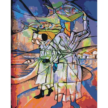 ZUTY Malování podle čísel - PRODEJCI RYB Rozměr: 40x50 cm, Rámování: bez rámu a bez vypnutí plátna