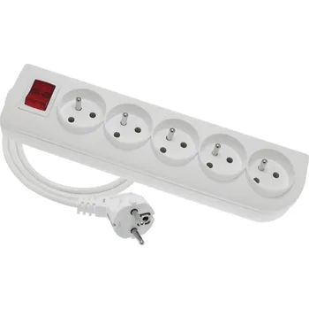 Elektrická zásuvka Elgotech Prodlužovací přívod PSN-505W/16A - 5m - 5 x zásuvka, H05VV-F 3x1,5 16A 250V, s vypínačem bílá