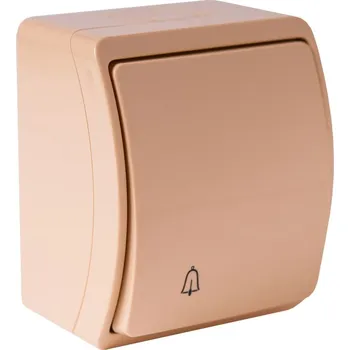 vypínač K101 béžová - Zvonkový spínač se znakem zvonku, řazení 1/0