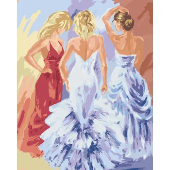 ZUTY Malování podle čísel - TŘI ŽENY NA PLESE Rozměr: 40x50 cm, Rámování: bez rámu a bez vypnutí plátna