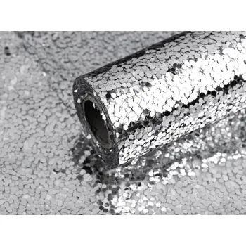 Svatební dekorace Tyl dekorační s glitry 24 cm/4,5 m - stříbrný