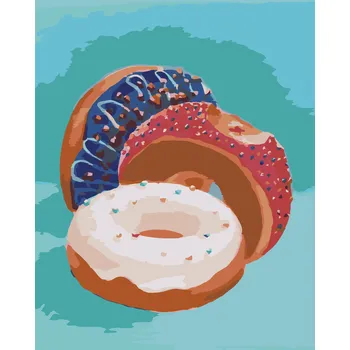 ZUTY Malování podle čísel - PLNĚNÉ DONUTY (MYROSLAVA VOLOSCHUK) Rozměr: 40x50 cm, Rámování: bez rámu a bez vypnutí plátna