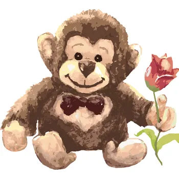 ZUTY Malování podle čísel - OPICE S TULIPÁNEM Rozměr: 40x50 cm, Rámování: bez rámu a bez vypnutí plátna