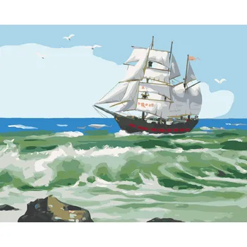 ZUTY Malování podle čísel - PŘIPLOUVAJÍCÍ PLACHETNICE (D. RUSTY RUST) Rozměr: 40x50 cm, Rámování: vypnuté plátno na rám