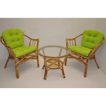 Zahradní sestava Nábytek PEGAS Ratanová sedací souprava Subaliu - polstry světle zelený melír