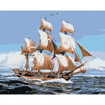 Diamondi Diamantové malování - PLACHETNICE A MOŘE Rozměr: 40x50 cm, Rámování: bez rámu a bez vypnutí plátna