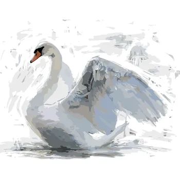 ZUTY Malování podle čísel - BÍLÁ LABUŤ Rozměr: 40x50 cm, Rámování: bez rámu a bez vypnutí plátna