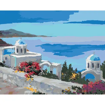 Hračka ZUTY Malování podle čísel - SANTORINI II Rozměr: 40x50 cm, Rámování: bez rámu a bez vypnutí plátna